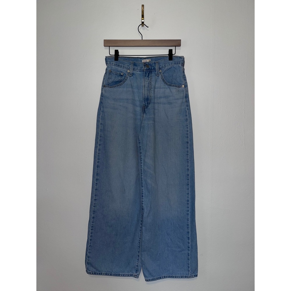 Levis Cinch Baggy Wide Leg Jeans Light Wash Blue Denim Size 28 Women's High Rise